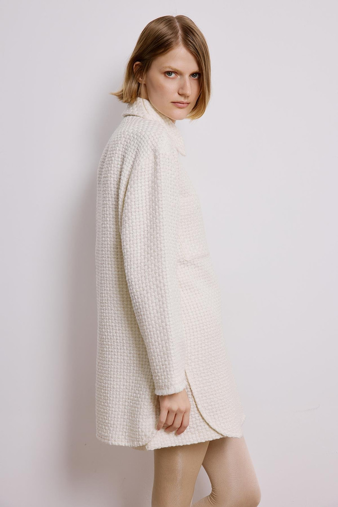 Uzun Kollu Ekru Tüvit Gömlek