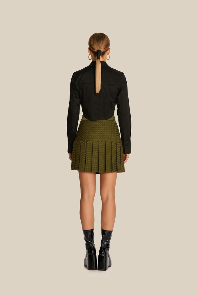 Padded Crop Poplin Black Shirt