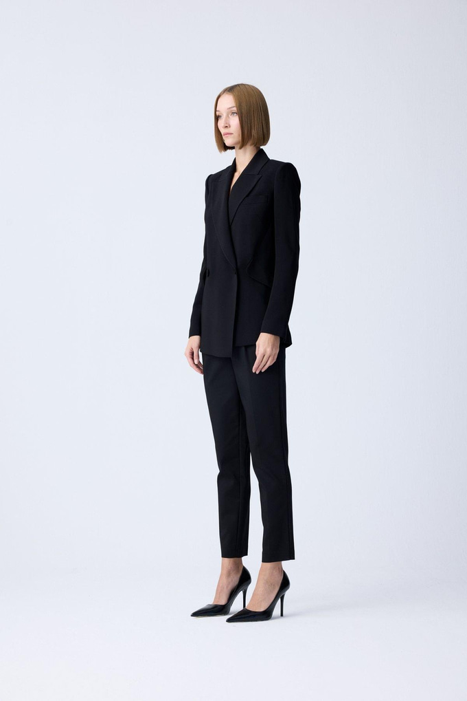 Padded Double-Breasted Black Jacket