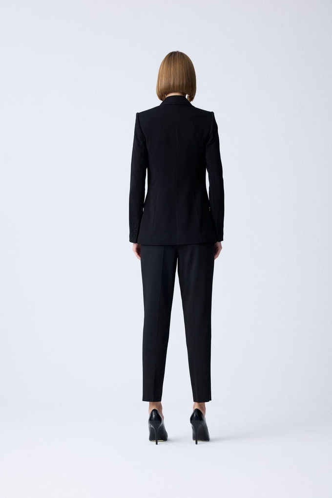 Padded Double-Breasted Black Jacket
