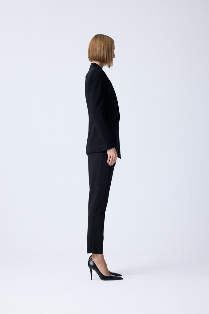 Padded Double-Breasted Black Jacket