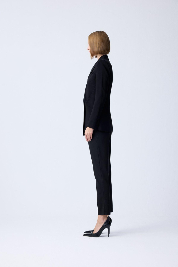 Padded Double-Breasted Black Jacket