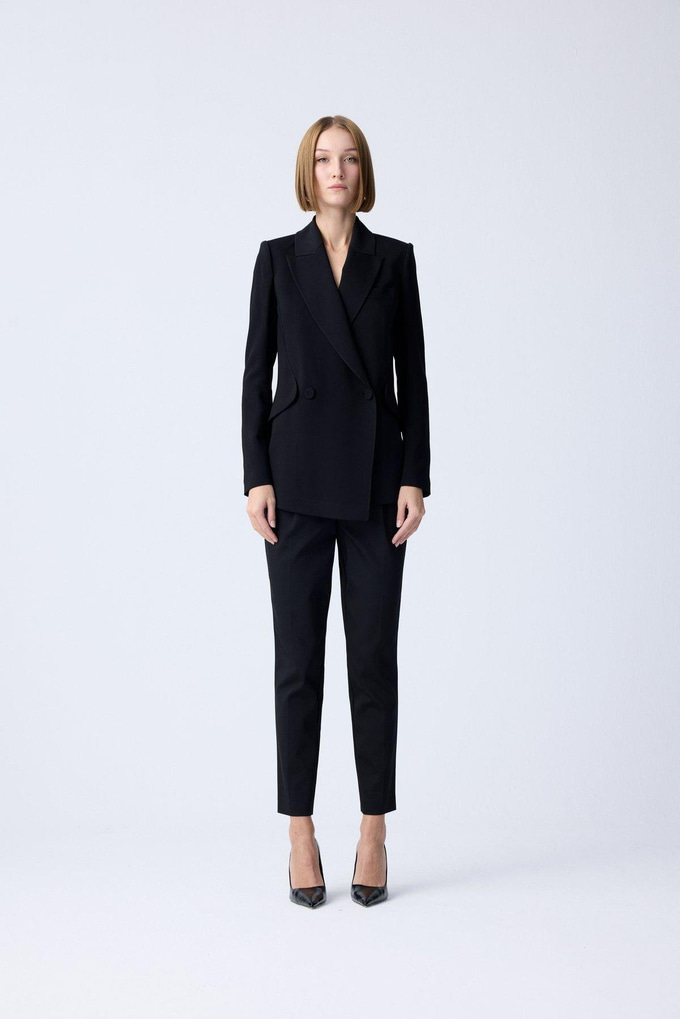 Padded Double-Breasted Black Jacket