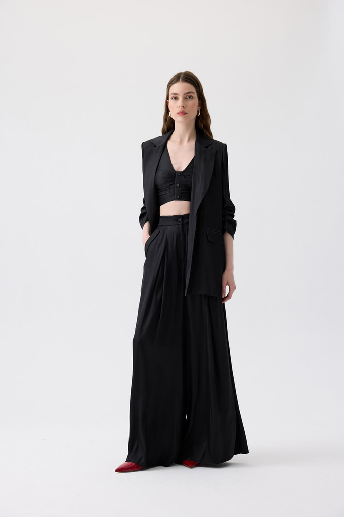 Padded Relaxed Fit Black Blazer