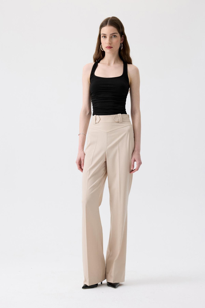 Side Ruched Stretch Black Blouse