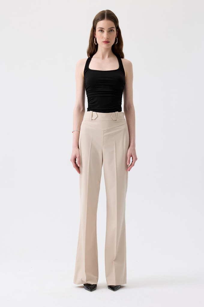 Side Ruched Stretch Black Blouse