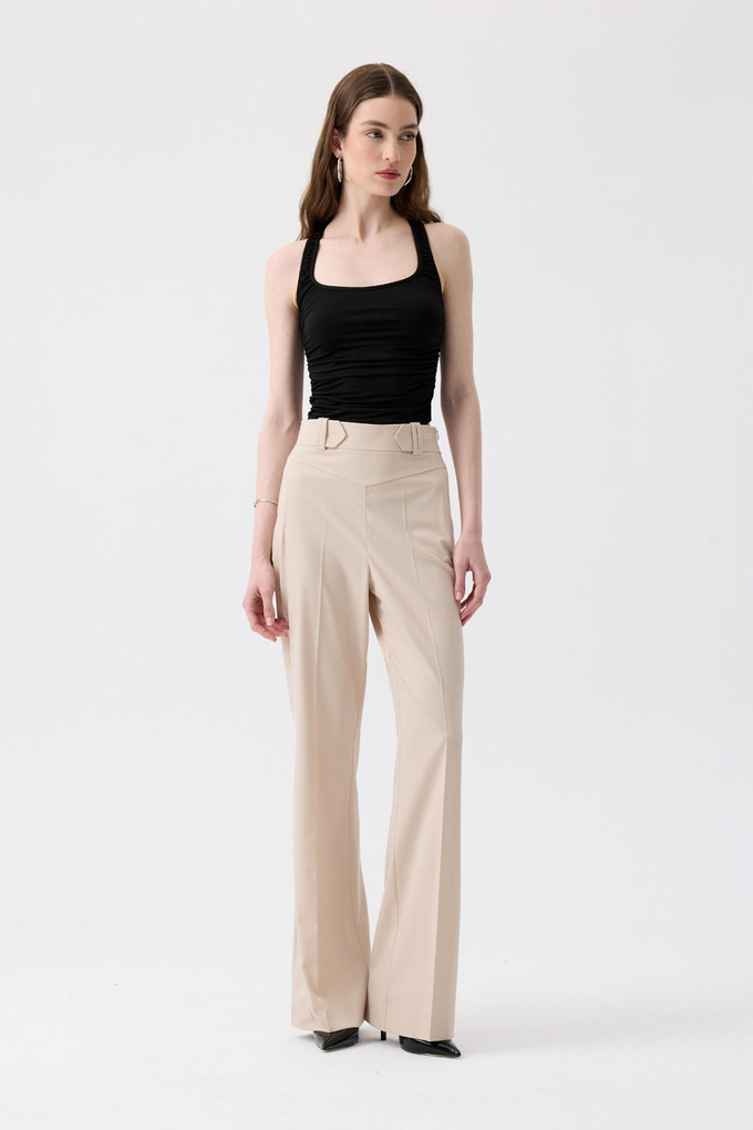 Side Ruched Stretch Black Blouse