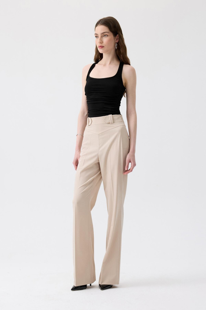 Side Ruched Stretch Black Blouse