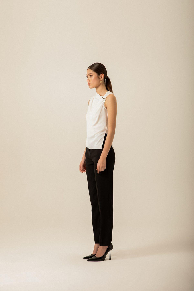 High-Waisted Pocket Seam Detail Camel Trousers