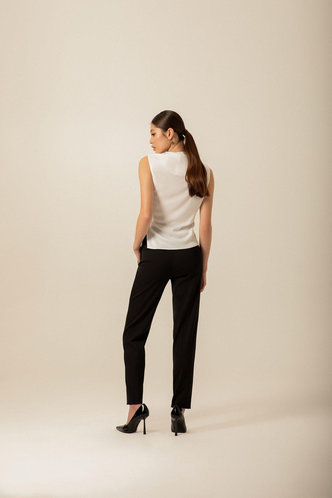 High-Waisted Pocket Seam Detail Camel Trousers