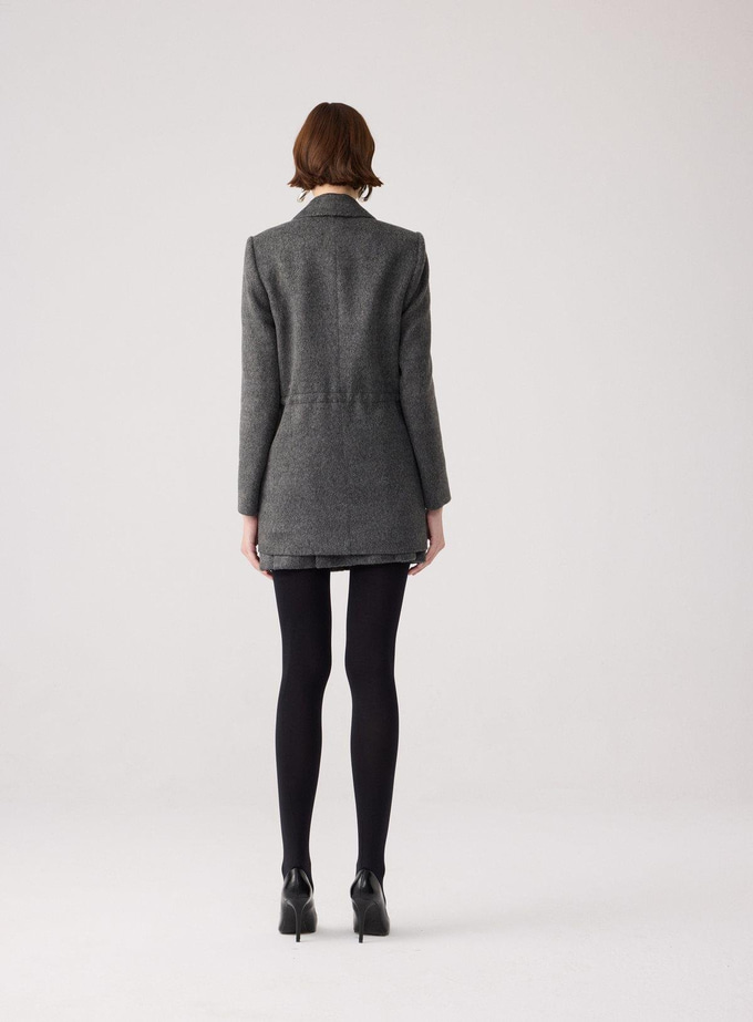 Wool Textured Pocket Detailed Anthracite Jacket