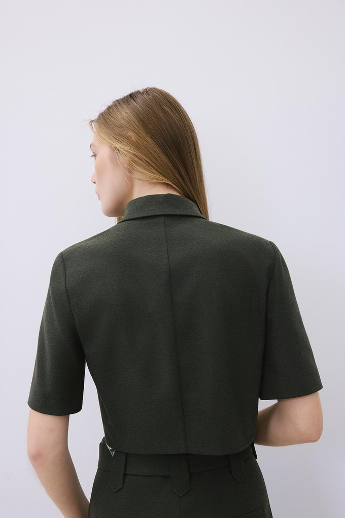 Khaki Wool Button-Up Shirt