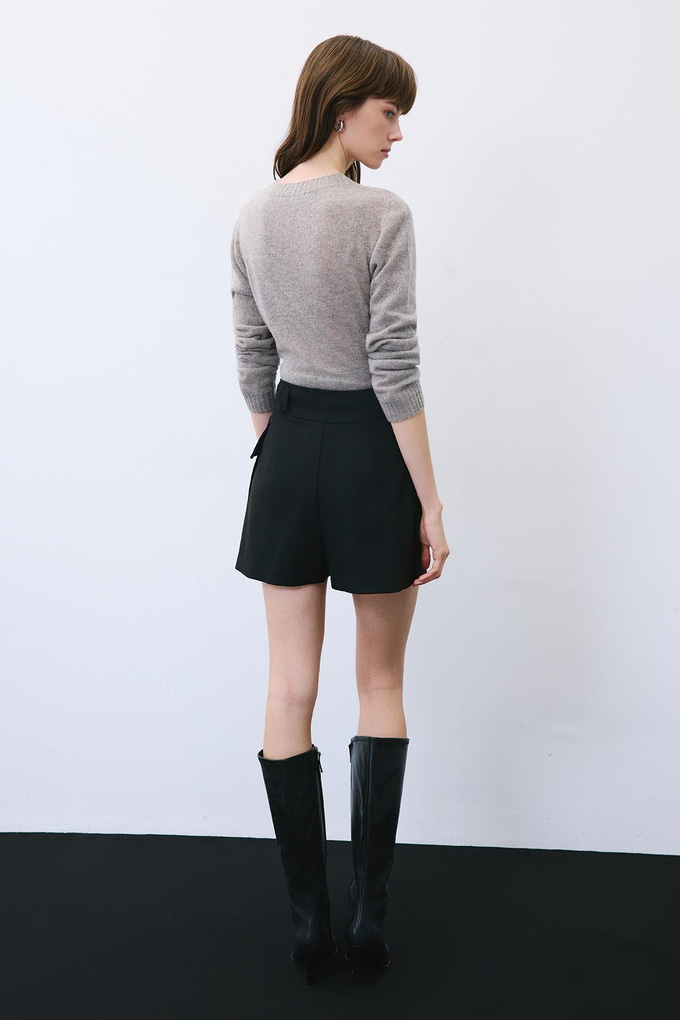 Black Wool-Blend Skirt