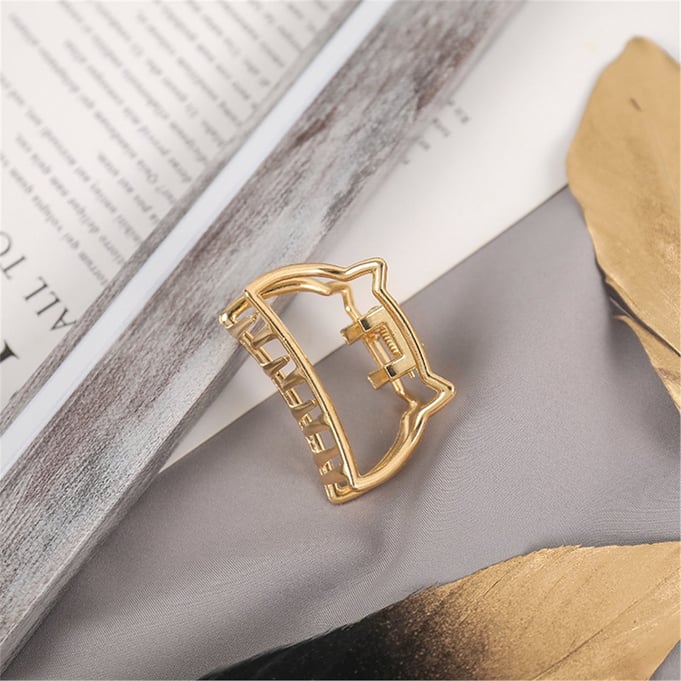 SO-MUCH Kadın Yeni Trend Metal Küçük Boy Mandal Saç Tokası Kedi Figürlü 4 cm.-4