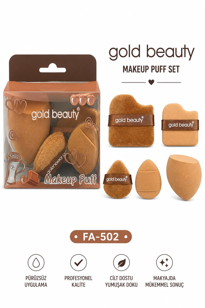 Gold Makyaj Süngeri 5 Li Puff Coco Fa-502