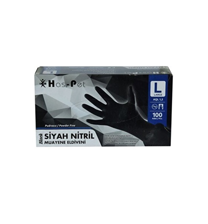 Haspet Vinil Muayene Eldiveni 100'lü Siyah 100'lü L