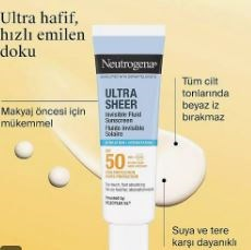 Neutrogena Ultra Sheer Nemlendirici 50SPF Fluid Güneş Koruyucu Krem 50 ml