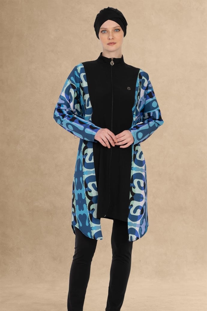 6051 Siyah Tesettür Mayo