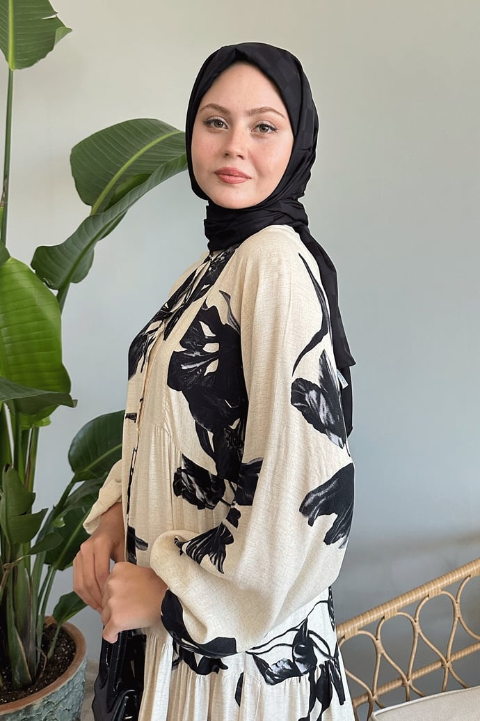 Açelya Salaş Ekru Viskon Elbise