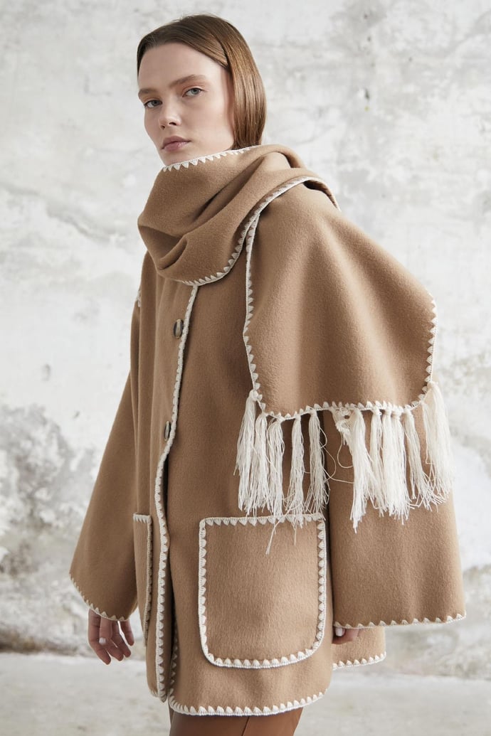 Alira Atkılı Kaşe Camel Ceket
