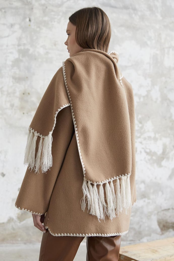 Alira Atkılı Kaşe Camel Ceket