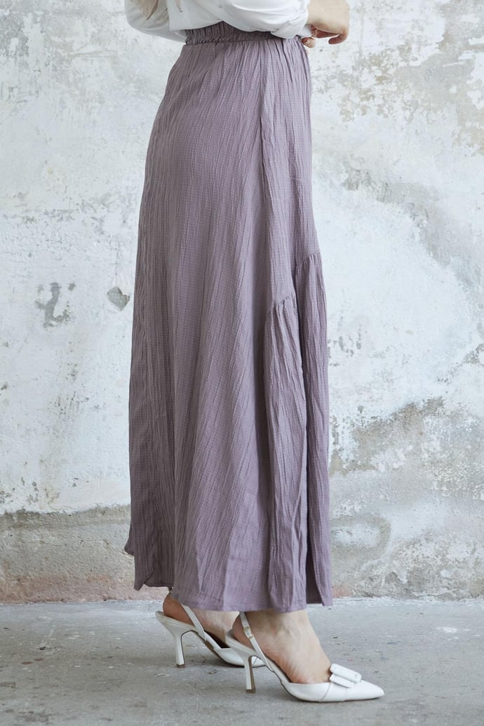 Arina Biye Detay Gofre Etek - Soft Kahve