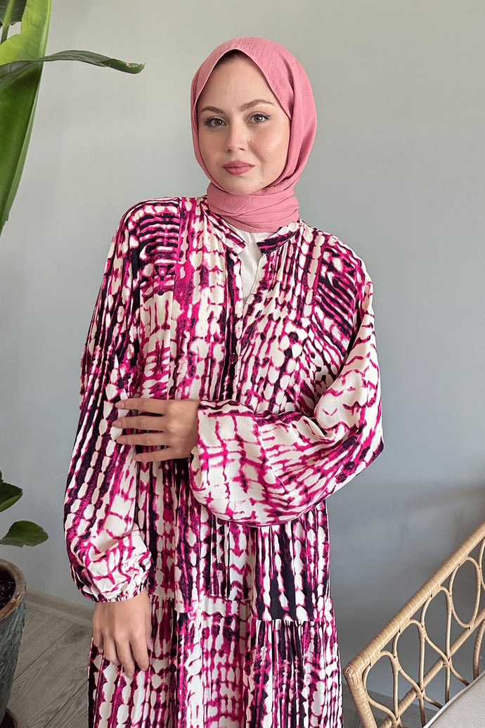Batik Marbled Fuchsia Viscose Dress
