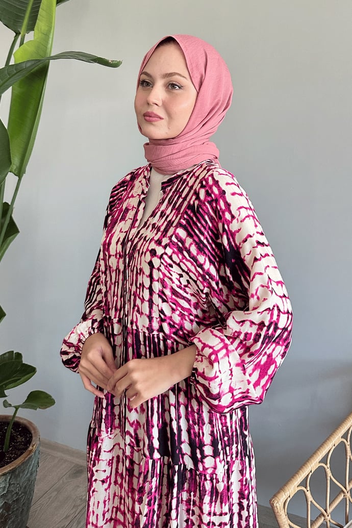 Batik Marbled Fuchsia Viscose Dress