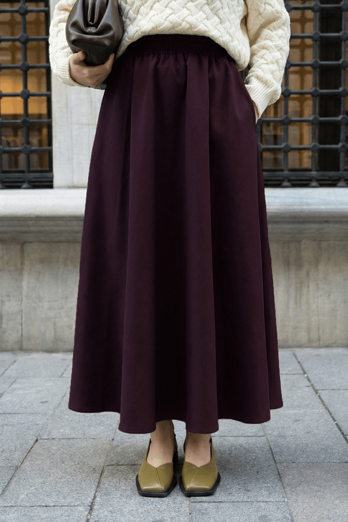 Cepli Kloş Duble Mürdüm Etek