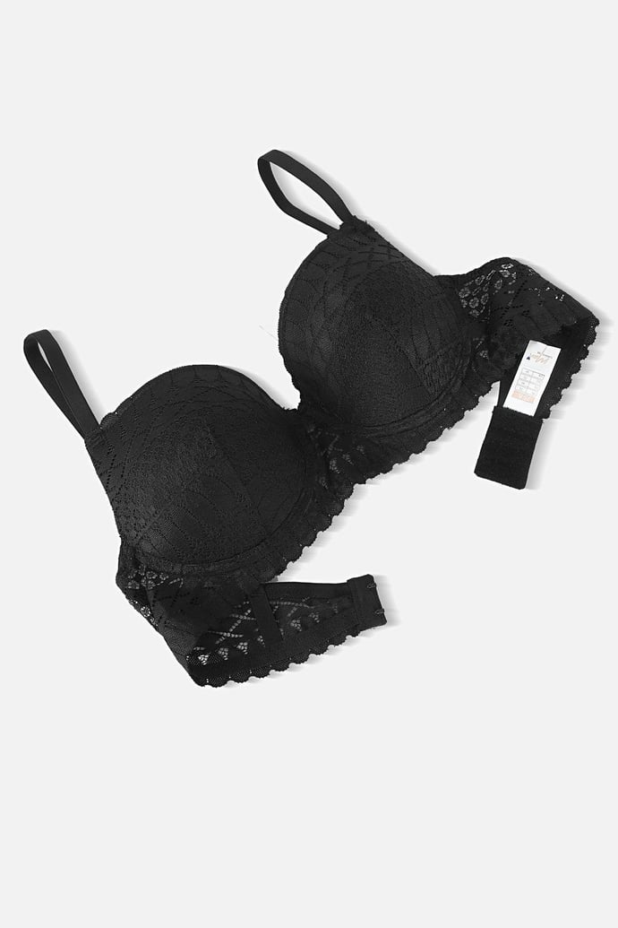 Dantelli İç Çamaşır Takımı Push Up Destekli - Siyah - 2721