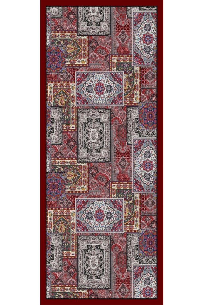 Etnik Desen Bordo Soft Pamuk Şal