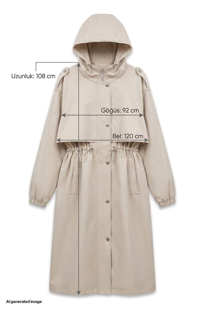 Kapüşonlu Astarlı Taş Parka Mont