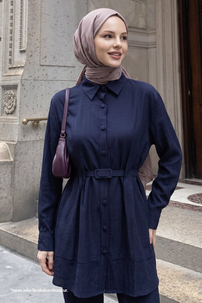 Kemerli Lacivert İkili Takım