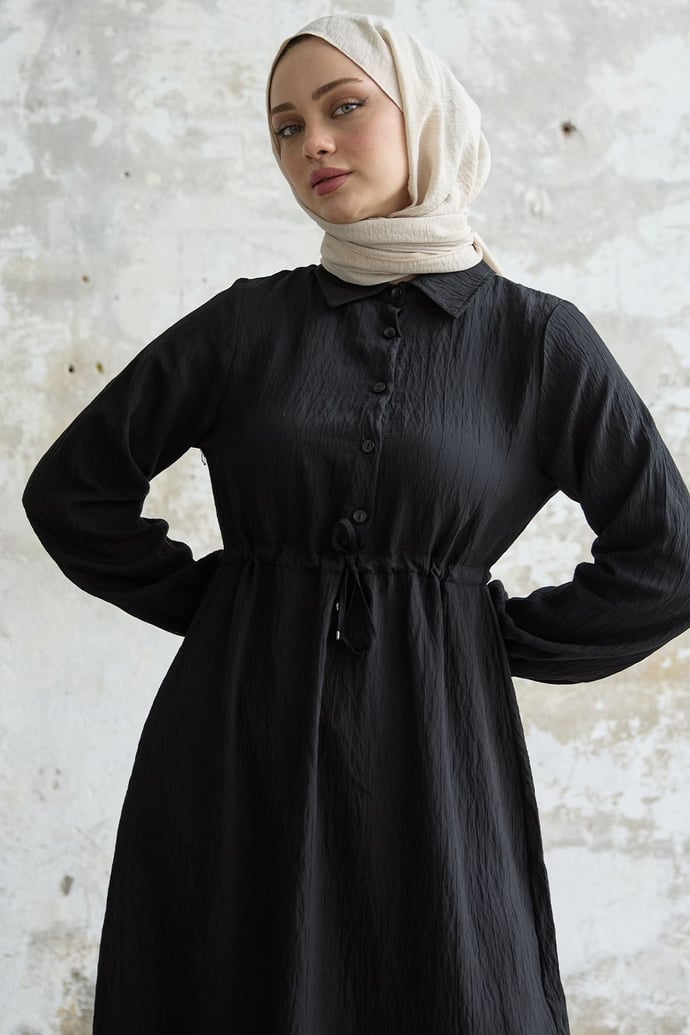 Self-Striped Monaco Black Dress