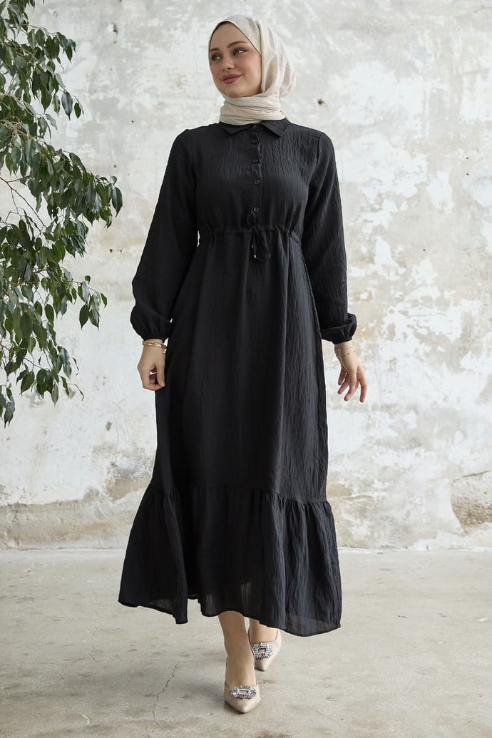 Self-Striped Monaco Black Dress