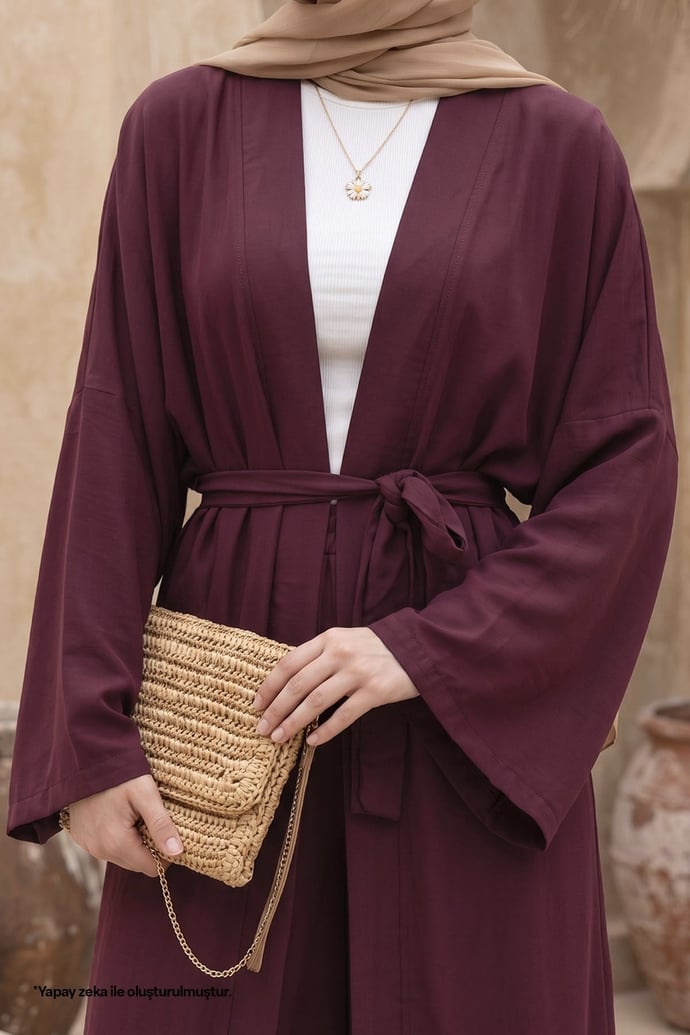 Kimono Pantolonlu Mürdüm Takım