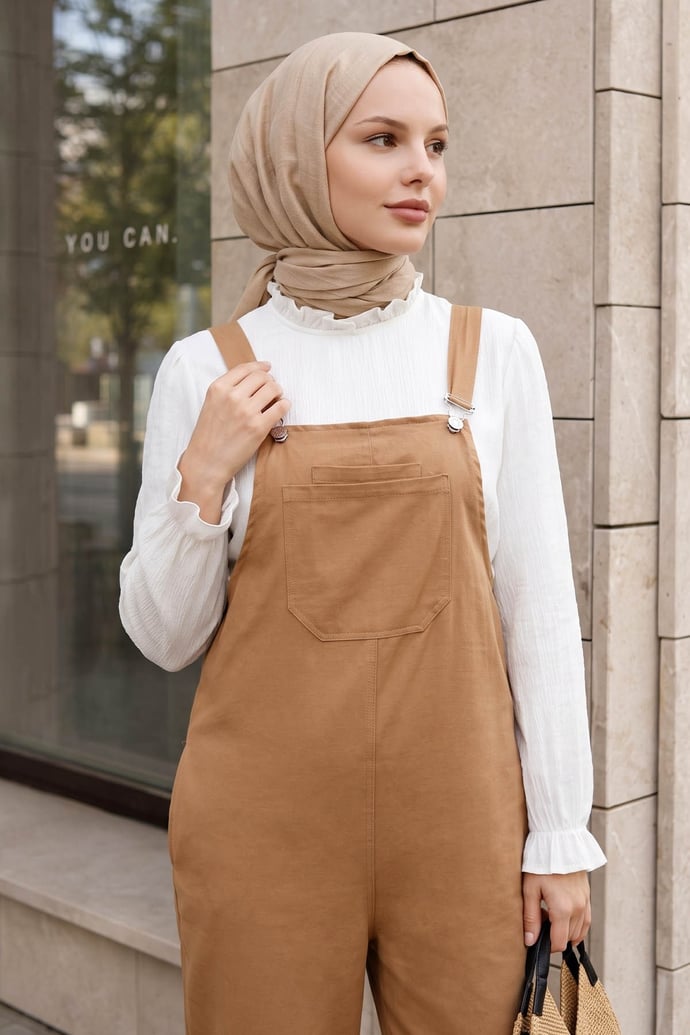 Lindy Askılı Camel Salopet