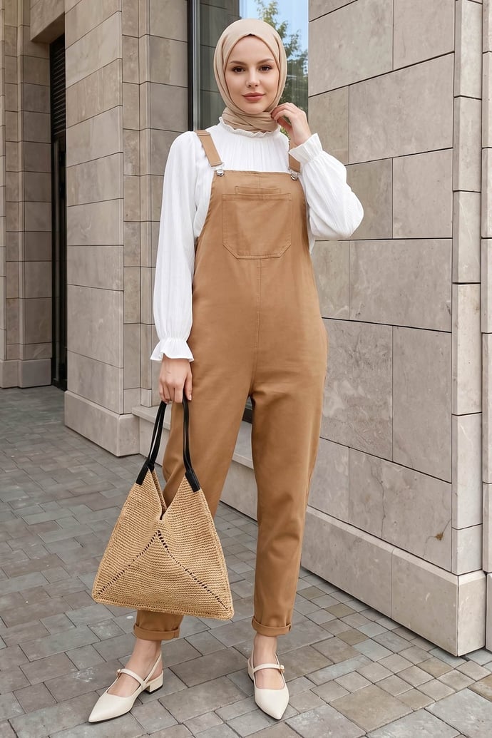 Lindy Askılı Camel Salopet