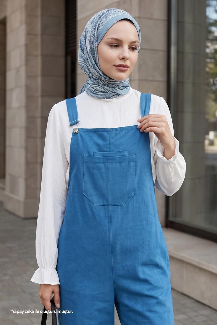 Lindy Askılı İndigo Salopet