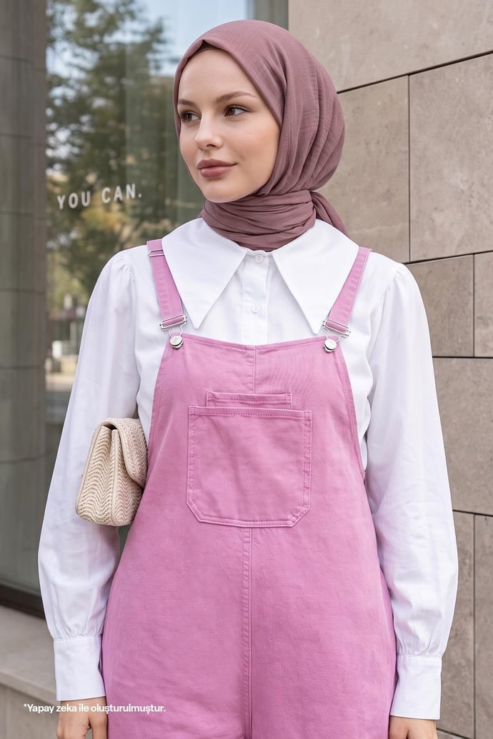 Lindy Askılı Pembe Salopet