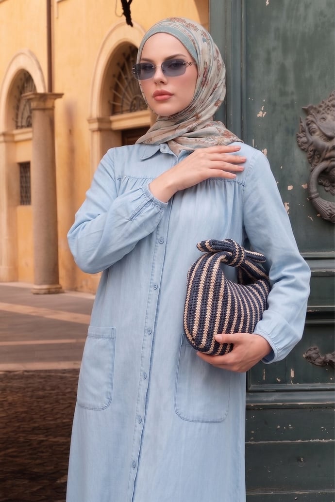Pamela Buttoned Ayrobin Brown Dress