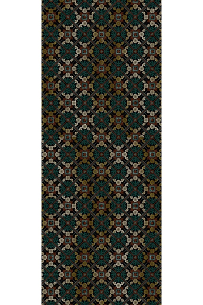 Motif Çiçekli Zümrüt Yeşili Soft Pamuk Şal