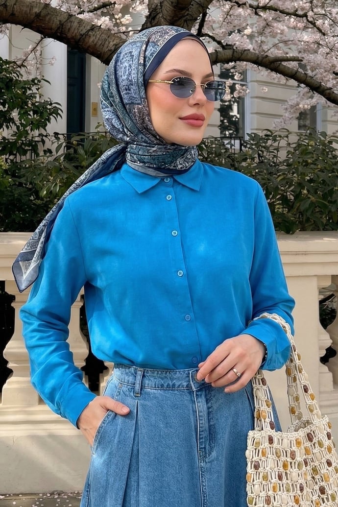 Nilda Basic Mavi Gömlek