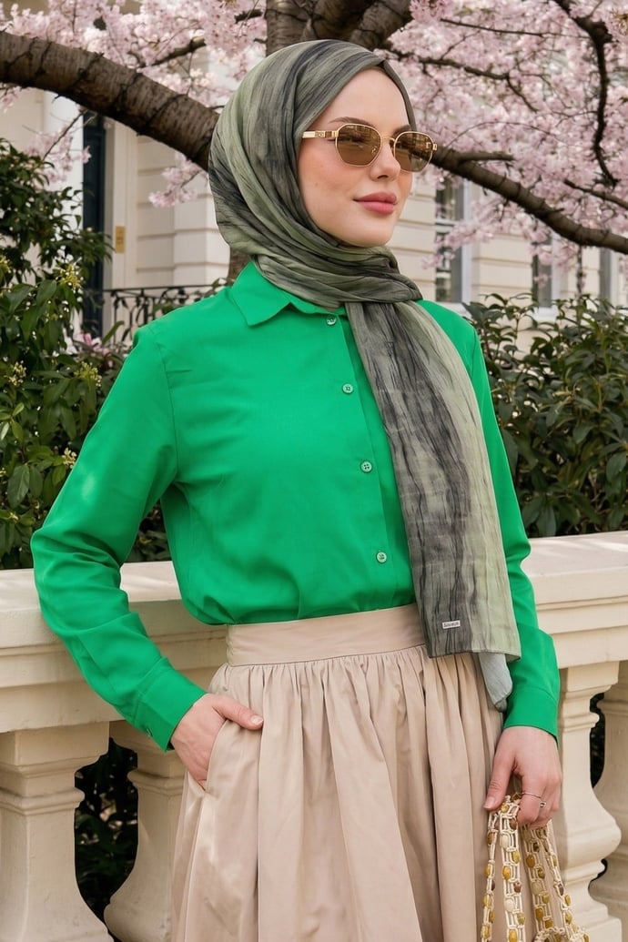 Nilda Basic Yeşil Gömlek