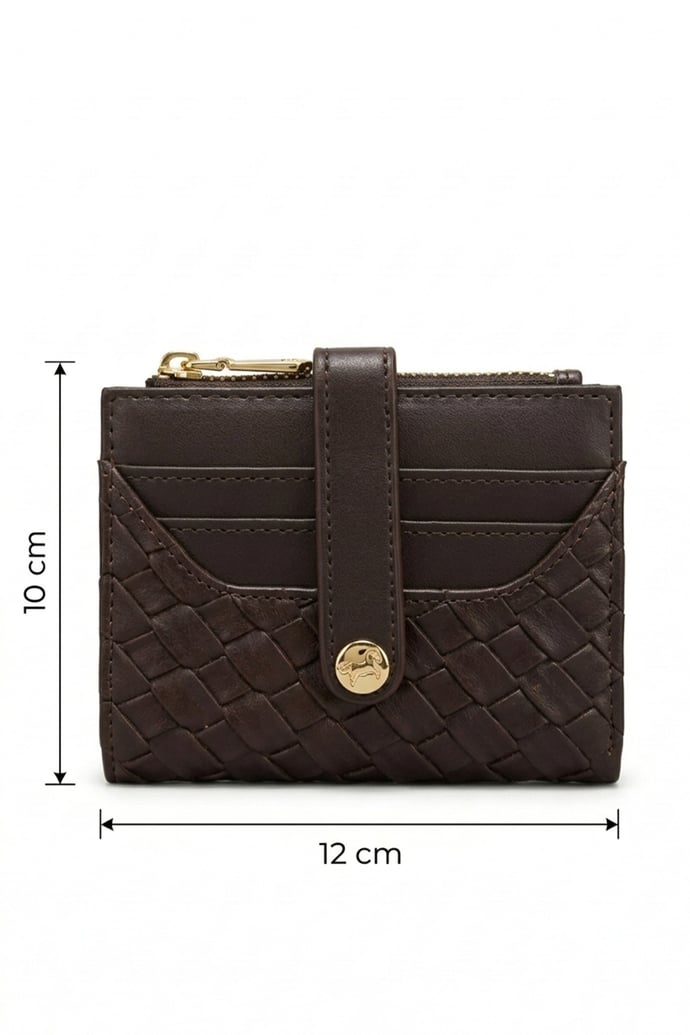 Örgü Desen Çıtçıtlı Kadın Acı Kahve Cüzdan