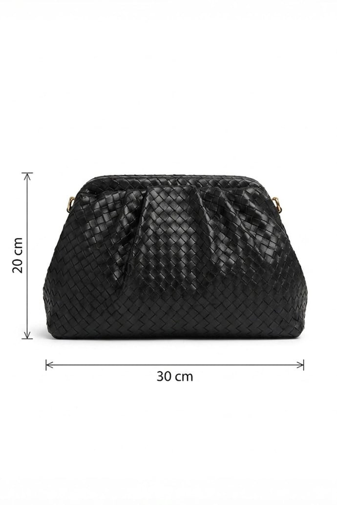 Örgü Desen Dokulu Siyah Clutch Çanta