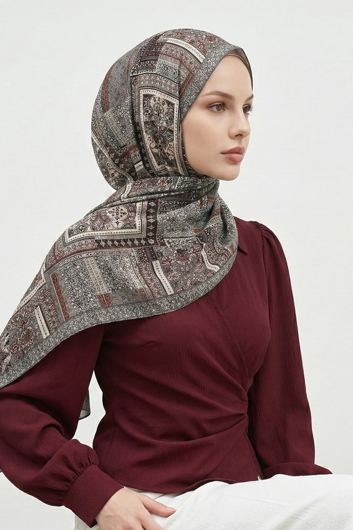 Paisley Desen Soft Pamuk Şal Mor