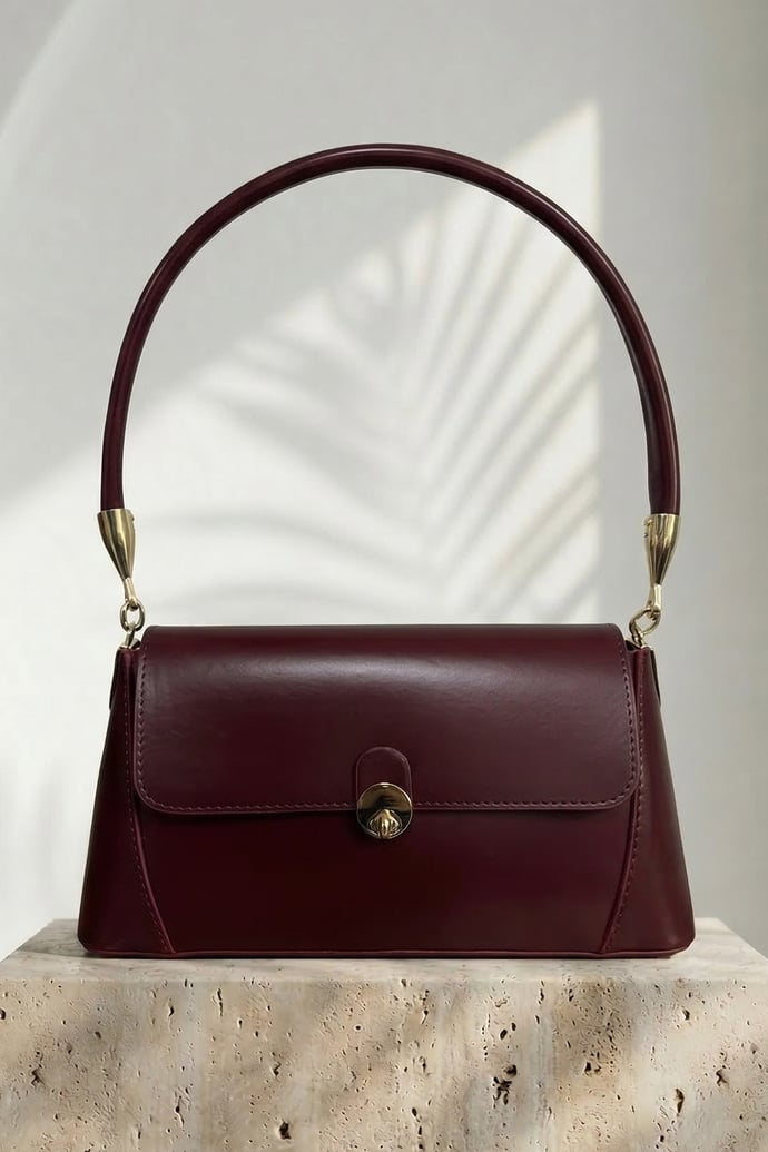 Retro Önden Kapaklı Bordo Omuz Çantası
