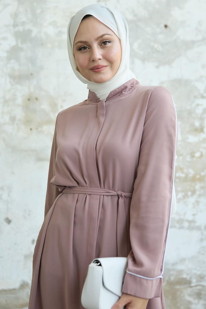 Salvia Salaş Kol Biye Desenli Pudra Ferace