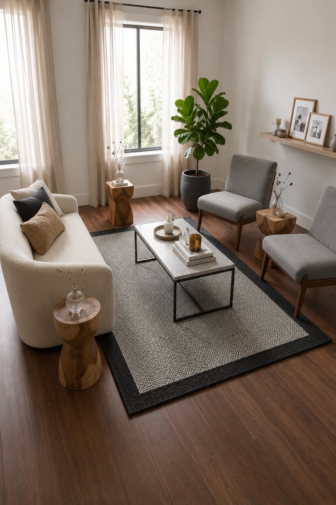 Halı ile Dekorasyonda Sıcak Atmosfer Derin Sisal Siyah Jüt Halı